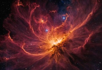 Wall Mural - the colorful and chaotic remains of a supernova explosion, with glowing gases and rapidly expanding 