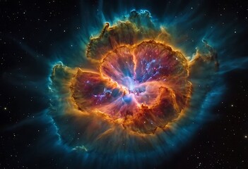 Wall Mural - the colorful and chaotic remains of a supernova explosion, with glowing gases and rapidly expanding 