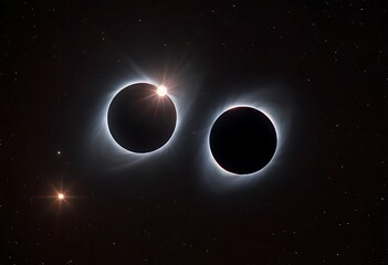 Wall Mural - two stars in close orbit, with one star passing in front of the other, creating an eclipse and a uni