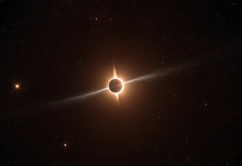 Wall Mural - two stars in close orbit, with one star passing in front of the other, creating an eclipse and a uni