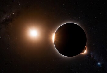Wall Mural - two stars in close orbit, with one star passing in front of the other, creating an eclipse and a uni