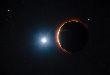 Wall Mural - two stars in close orbit, with one star passing in front of the other, creating an eclipse and a uni