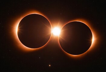 Wall Mural - two stars in close orbit, with one star passing in front of the other, creating an eclipse and a uni