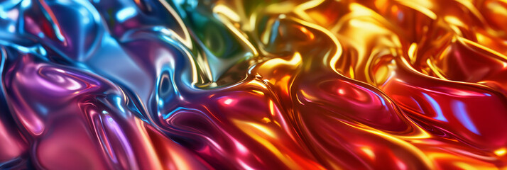 Aufkleber - Abstract colorful fluid background forming wavy shapes with holographic effect