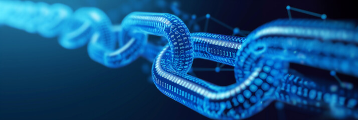 Aufkleber - Blockchain technology forming secure chain with binary code