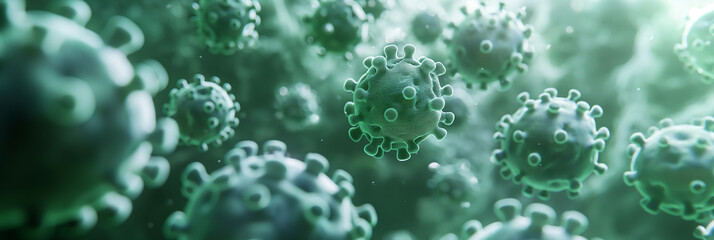 Aufkleber - Microscopic view of coronavirus cells floating in a body
