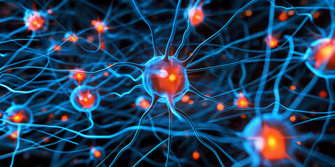 Aufkleber - Network of neurons sending signals in the brain