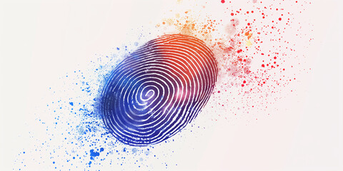 Poster - Fingerprint revealing identity with colorful watercolor splatter