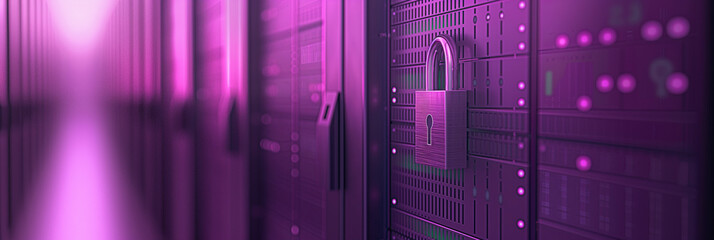 Aufkleber - Padlock securing a server rack in a datacenter