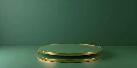 Aufkleber - Empty green double podium displaying minimal style on green background