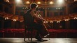 © dheograft - Cinematic shot of Male Cellist Playing Cello Solo on an Empty Classic Theatre