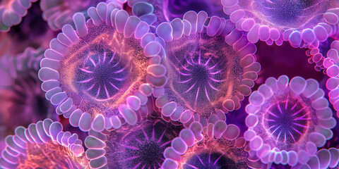 Aufkleber - Microscopic view of novel coronavirus covid 19 infecting cells