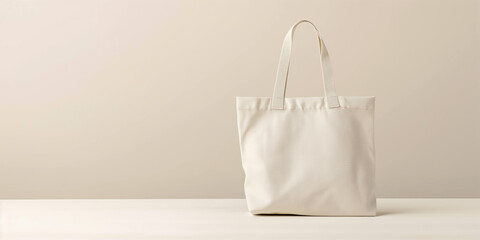 Aufkleber - White tote bag standing on a table against a wall