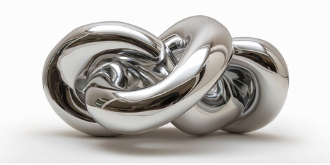 Poster - Abstract chrome shape reflecting on white background