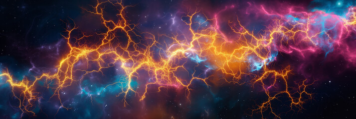 Aufkleber - Plasma discharges flowing through space forming colorful nebula