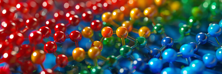 Aufkleber - Colorful molecules forming abstract background with shallow depth of field