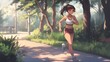 © Tommy - Woman jogging in forest during sunrise