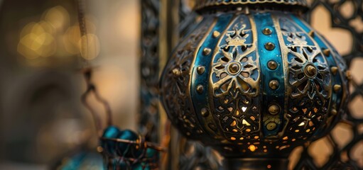 Persian and middle eastern style bronze hanging lantern ornament