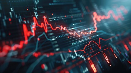 Poster - A downward trending graph with a red arrow, representing financial loss and market decline.
