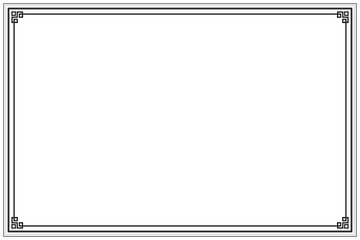 Poster - Elements of chinese style frames border. Black on white classic oriental motifs. Design print for greeting cards, wedding invitations, restaurant menu, royal certificates. Set 90