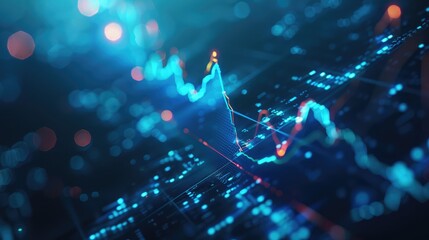 Poster - An upward trending stock arrow on a blue background, symbolizing market gains and prosperity.