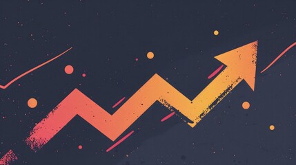 Poster - Arrow pointing upwards on a graph, illustrating business success and growth.