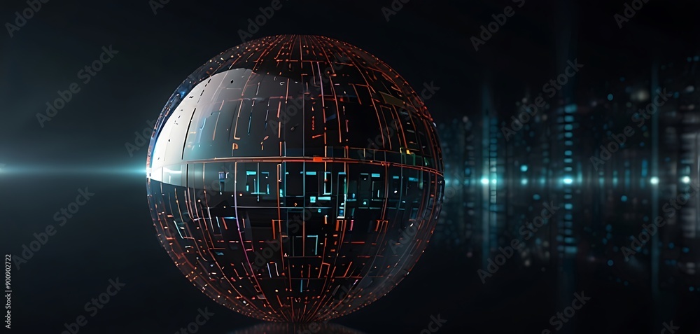Techno Sphere A floating spherical device emitting data beams and ...