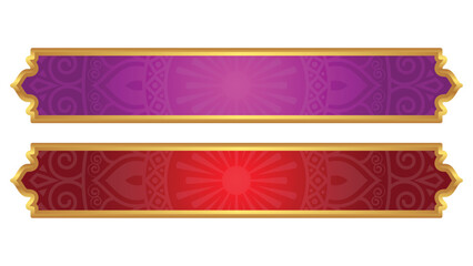 Wall Mural - set of decorative luxury golden arabic islamic banner title frame transparent background gold text b