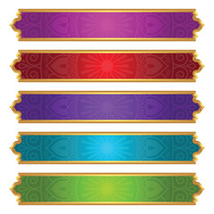 Wall Mural - elegant golden arabic frame border banner set. islamic text box title multiple colors related to ram