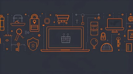 Aufkleber - Cybersecurity Laptop with Security Elements Overlaid