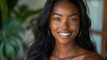 Wall Mural - black woman smiling