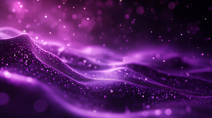 Poster - Mesmerizing Purple Waves With Shimmering Particles in a Dreamy Atmosphere