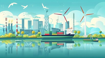 Poster - Eco Friendly Port with Electric Cranes and Renewable Energy