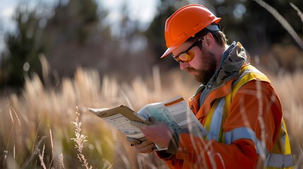 Poster - Engineer Conducting Field Work for Data Collection and Analysis