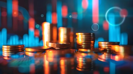 Poster - Illustrating Financial Volatility with Gold Coins and Market Graphs