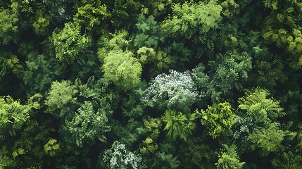 Aufkleber - Lush Forest Canopy   Aerial View of Verdant Treetops and Vibrant Vegetation