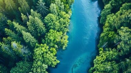 Aufkleber - Pristine Water and Thriving Environmental Connection in Lush Forest Landscape