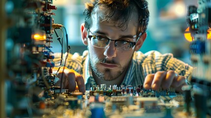 Poster - Professional Electrical Engineer Working with Circuits Power Systems and Electronics