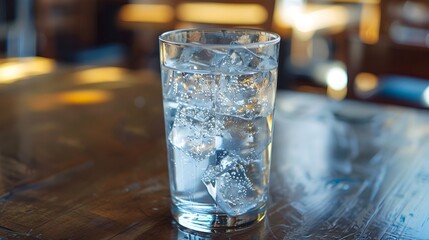 Poster - Refreshing Glass of Ice Water Highlighting Coolness and