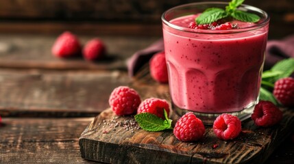 Wall Mural - Raspberry Smoothie with Fresh Mint