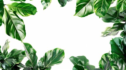 Aufkleber - Green leaves of tropical plants bush floral arrangement indoors garden nature backdrop isolated on white background : Generative AI