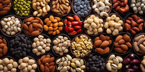 Poster - Variety of Nuts and Seeds in Bowls