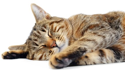 Poster - Cat is sleeping Isolated on white background : Generative AI
