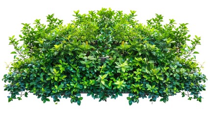 Poster - Tropical plant fence bush green shrub tree isolated on white background with clipping path : Generative AI