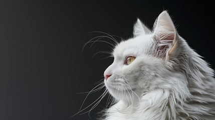 Poster - closeup of Russian white double coated cat The Russian White Cat comes from the Russian Blue which is an old cat breed that has been around since the 1860s : Generative AI