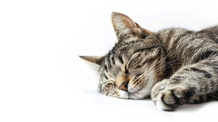 Poster - Cat is sleeping Isolated on white background : Generative AI
