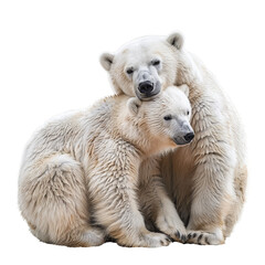 two polar bear hug isolated on transparent background, png