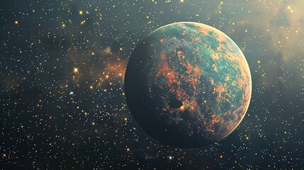 Wall Mural - attractive a surreal digital artwork featuring a light blue moon floating in a starry night sky