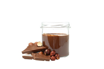 Sticker - PNG,Chocolate paste in a jar with chocolate, isolated on white background