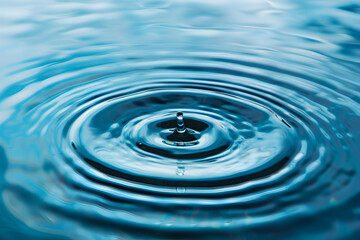 Poster - A small blue water droplet is floating in the air